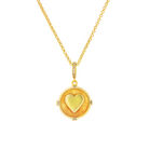 Gold necklace with a heart pendant on a white background