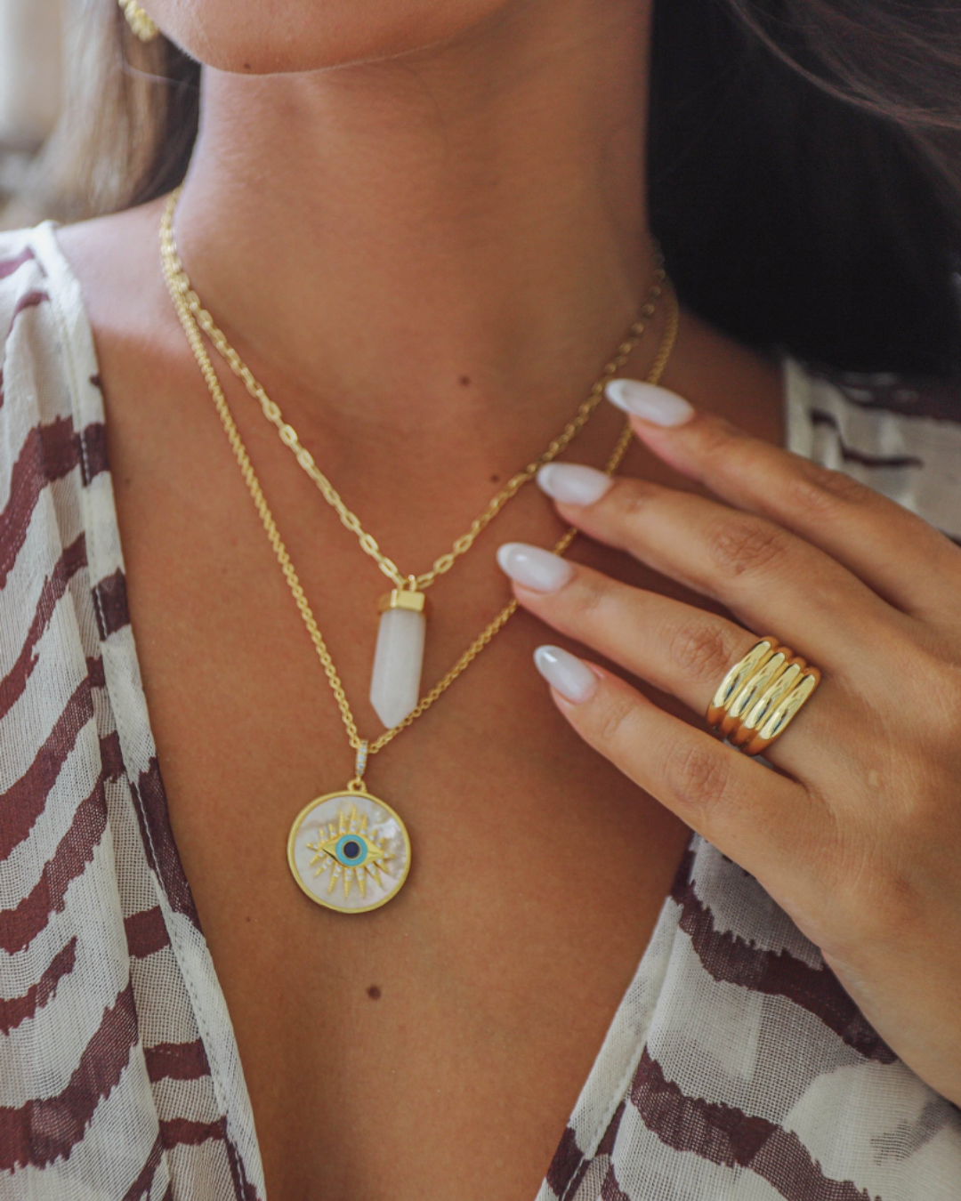 I Am Protected Necklace Mykonos Edition mother of pearl